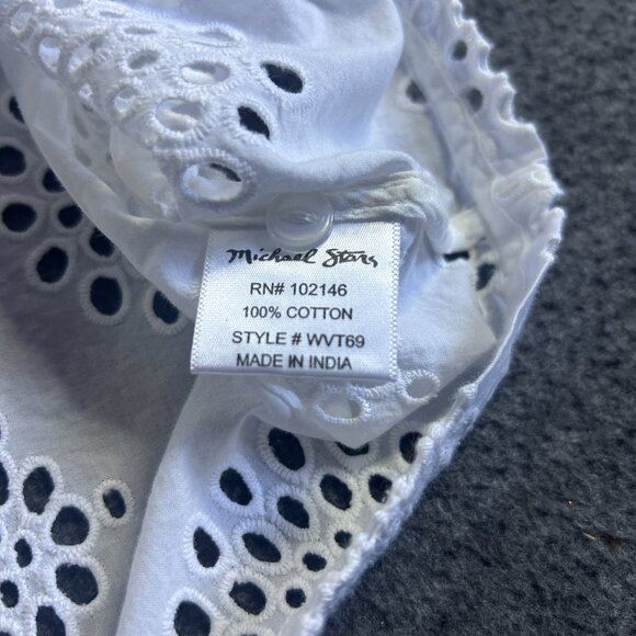 Michael Stars white eyelet button front Top Summer Sz M cottagecore - Picture 8 of 11